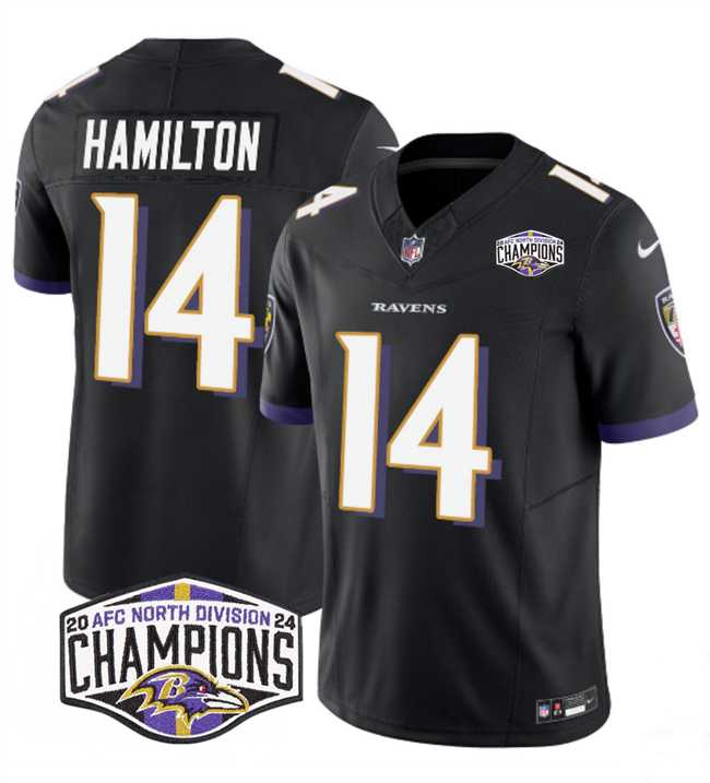 Men%27s Baltimore Ravens #14 Kyle Hamilton Black F.U.S.E 2024 AFC North Division Champions Vapor Limited Jersey->baltimore ravens->NFL Jersey